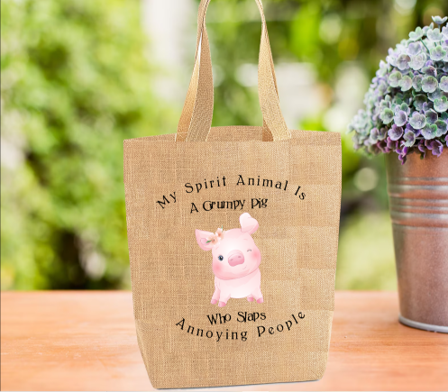 Funny Pig Tote Bag, Pig Bag, Personalised Tote Bag